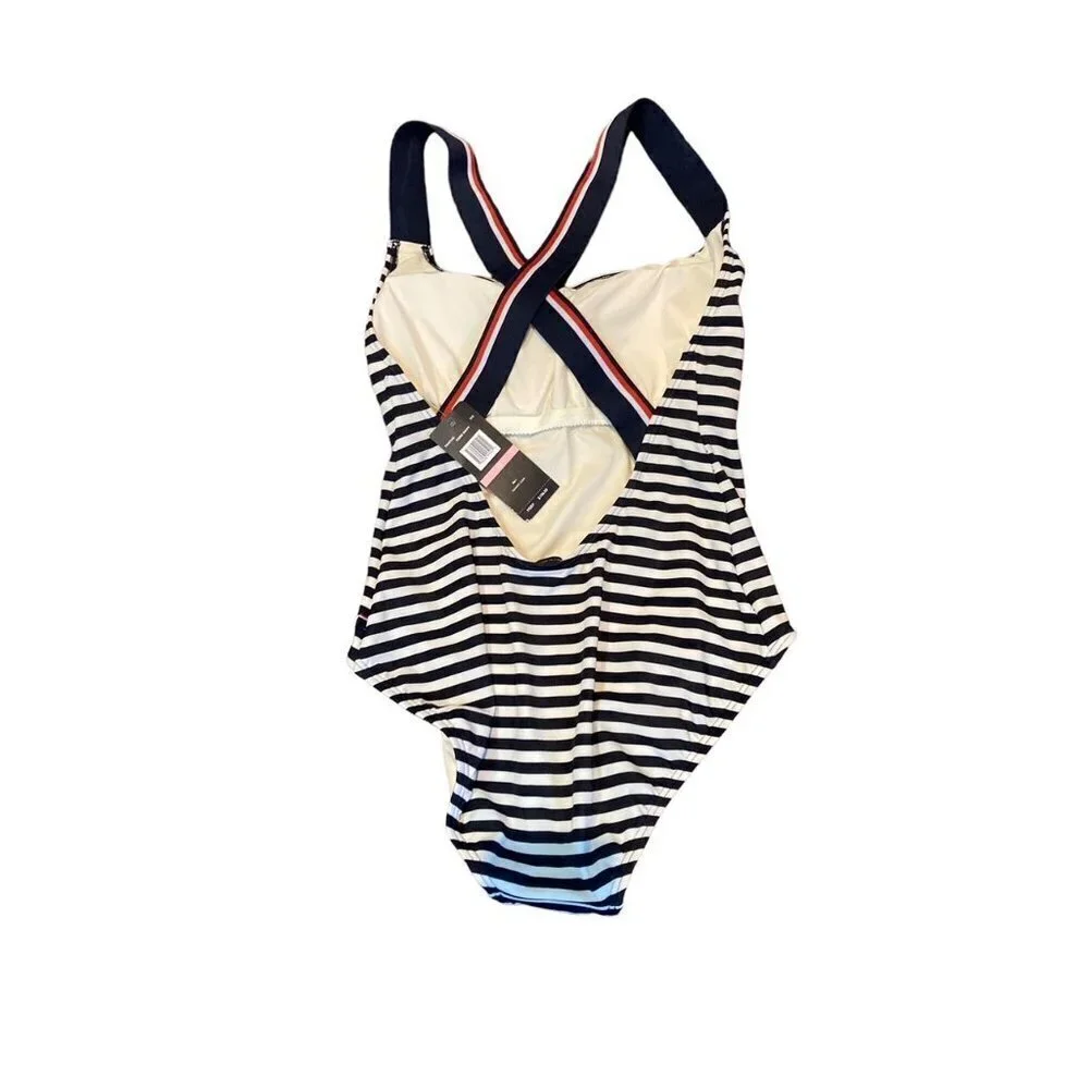 NWT Tommy Hilfiger Core Navy Bathing Suit Women's Size 10 - Picture 2 of 4